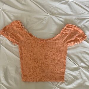 American Eagle Outfitters Orange Puff Sleeve Top